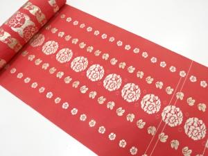 アンティーク　花丸模様織り出し　八寸帯地反物